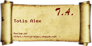 Totis Alex névjegykártya
